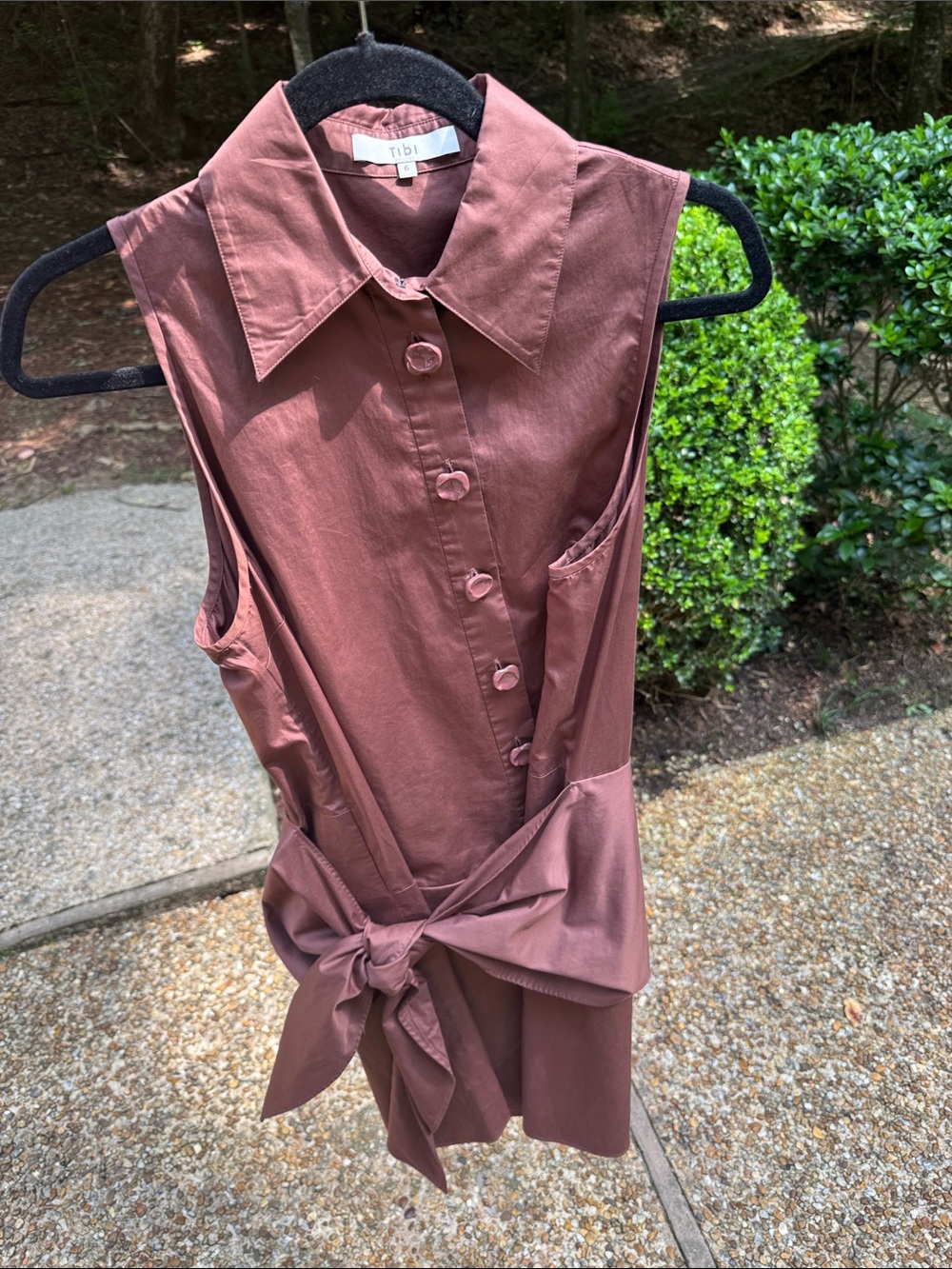 Tibi Sleeveless Button-Front chocolate  Brown
